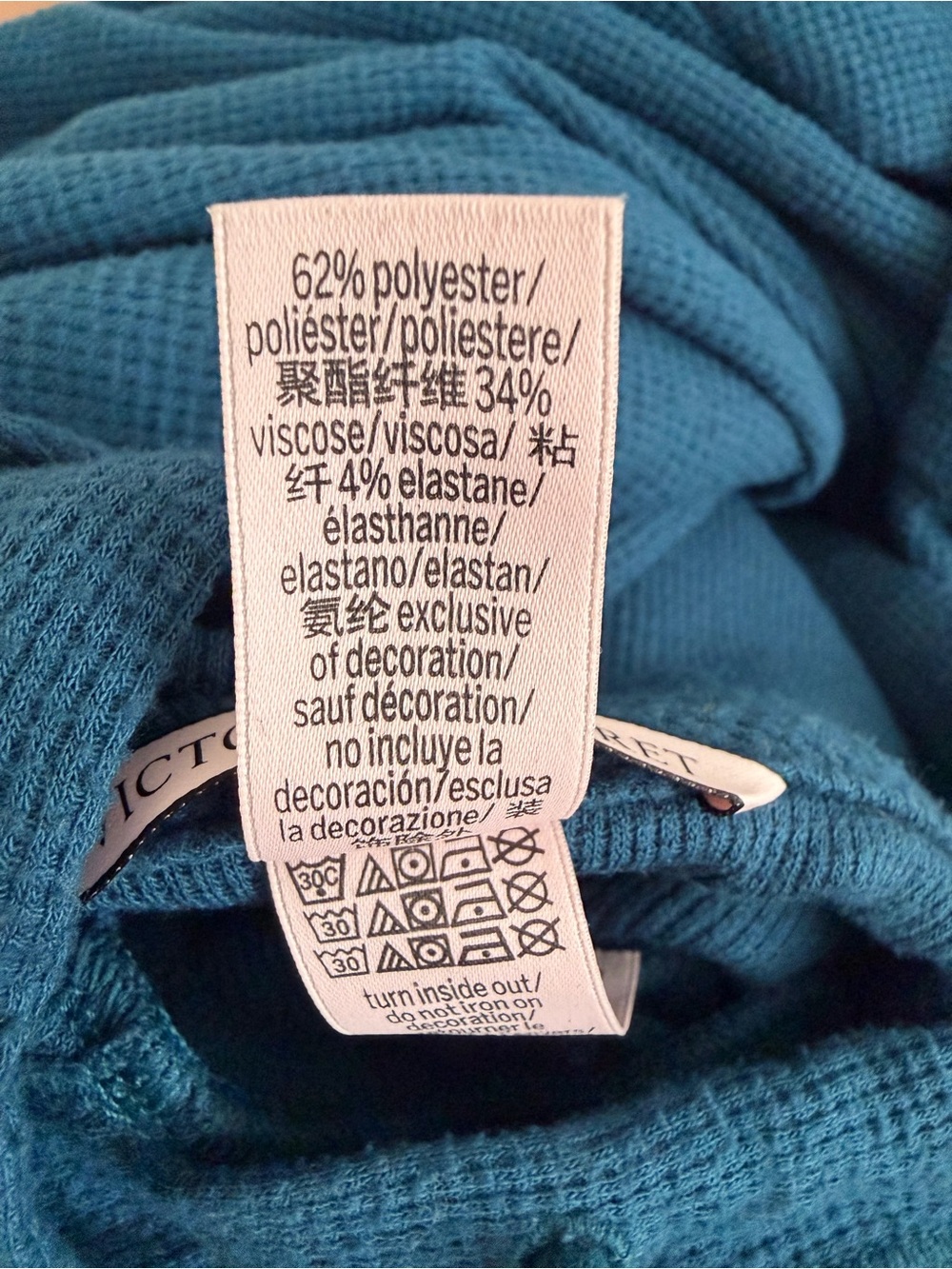 Victoria's Secret Teal Waffle-Knit Hooded Pullover - Picture 6 of 7